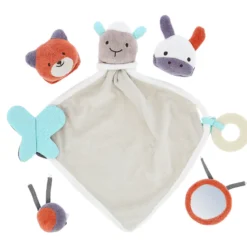 Doudou beige-motifs rose coton bio