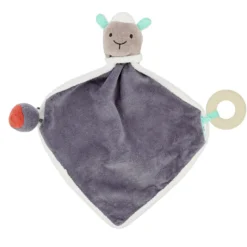 Doudou gris-motifs bleu coton bio