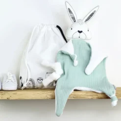 Doudou lange lapin sauge