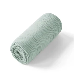 Drap housse gaze de coton uni vert