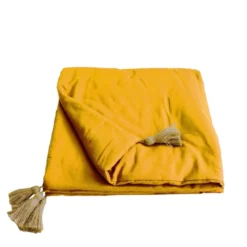Édredon panama 90x190 cm pompons jute mo