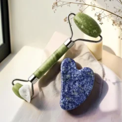 Duo gua sha sodalite bleue + masseurs roller jade vert