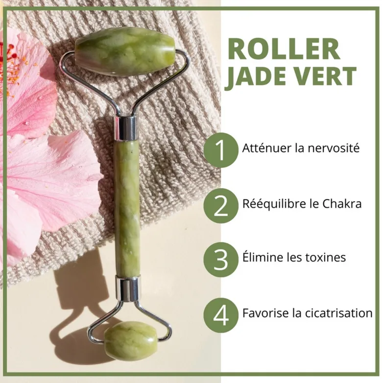 Duo roller jade vert + gua sha quartz rose + konjac offert
