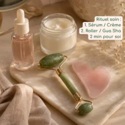 Duo roller jade vert + gua sha quartz rose + konjac offert