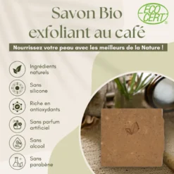 Duo savon exfoliant café bio + support magnétique fabriqué en france