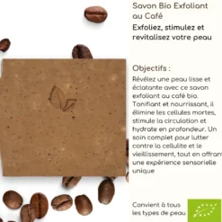 Duo savon exfoliant café bio + support magnétique fabriqué en france
