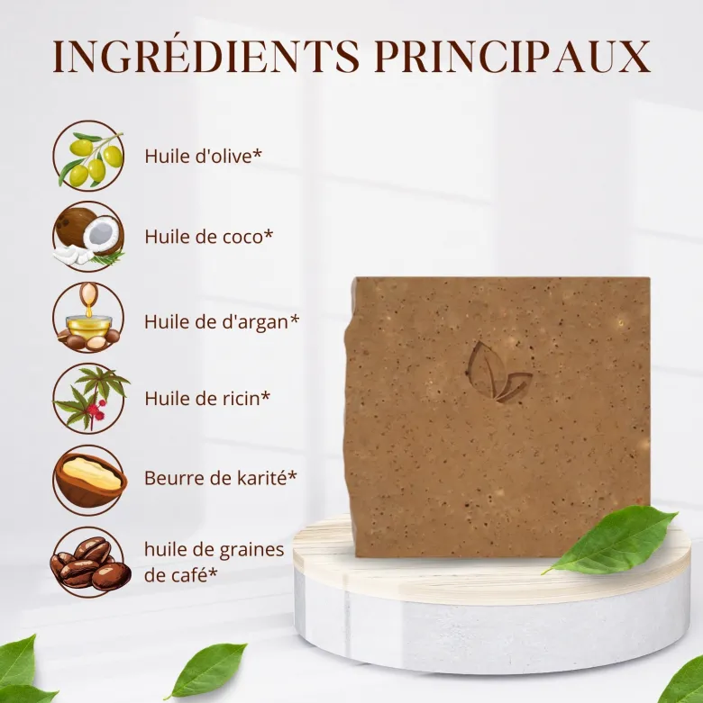 Duo savon exfoliant café bio + support magnétique fabriqué en france