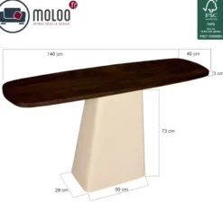 Dylon-console en bois massif et métal ivoire