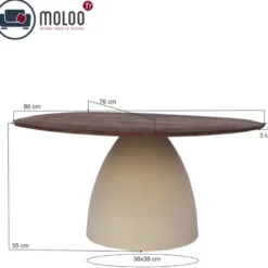 Dylon-table basse d76 cm en bois brun et ivoire