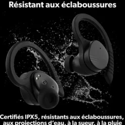 Ecouteurs bluetooth sans fil sport noir