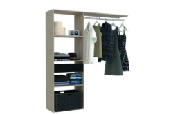 Elysee dressing bois avec 3 étagères 1 tiroir et une penderie : 160 x 40 x 180 c
