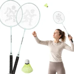 Ensemble de badminton hypermotion 2 raquettes acier volant sauge