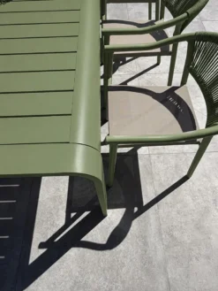 Ensemble repas de jardin en aluminium 6 places - vert olive