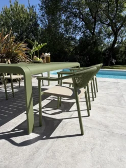 Ensemble repas de jardin en aluminium 6 places - vert olive