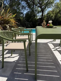 Ensemble repas de jardin en aluminium 6 places - vert olive