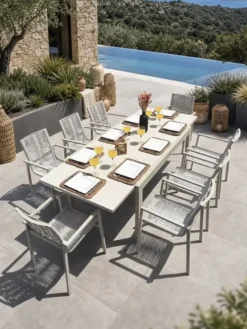 Ensemble repas de jardin 8 places - grège
