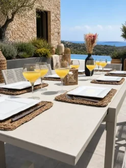 Ensemble repas de jardin 8 places - grège
