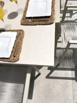 Ensemble repas de jardin 8 places - grège