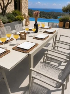 Ensemble repas de jardin 8 places - grège