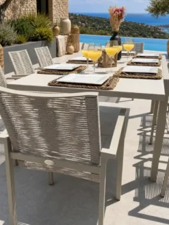 Ensemble repas de jardin 8 places - grège