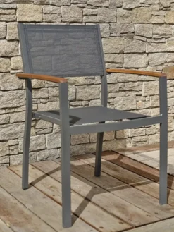 Ensemble repas de jardin 8 places alu et acacia - gris anthracite