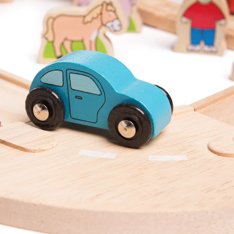 Ensemble route et rail en bois