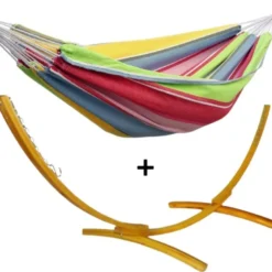 Ensemble support bois avec hamac simple confort