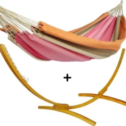 Ensemble support bois avec hamac simple résistant