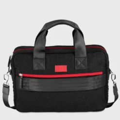 E2r sac ordinateur 15 pouces tissu gris et cuir homme enzo