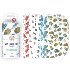 5 essuie-tout lavables coton bio