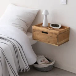 Etagère murale carrée bois acacia