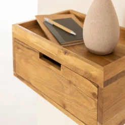 Etagère murale carrée bois acacia