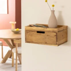 Etagère murale carrée bois acacia