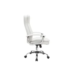 Fauteuil de bureau à roulettes blanc et acier chromé wall street