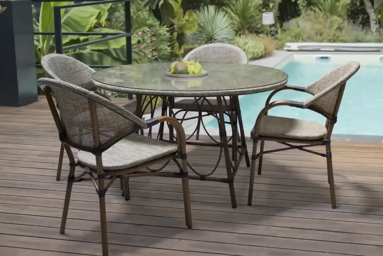 Fauteuil de jardin empilable en aluminium et textilène - marron
