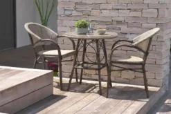 Fauteuil de jardin empilable en aluminium et textilène - marron