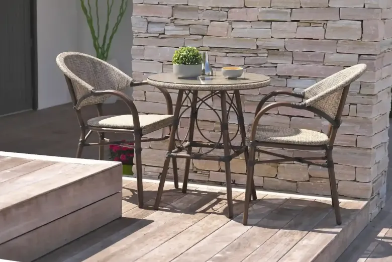 Fauteuil de jardin empilable en aluminium et textilène - marron