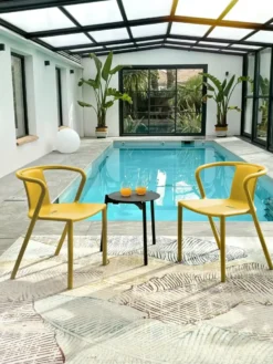 Fauteuil de jardin empilable en polypropylène - jaune moutarde