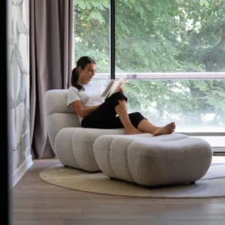Fauteuil en tissu bouclé blanc - teddy