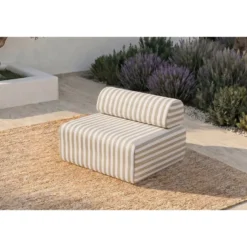 Fauteuil modulable - tissu extérieur à rayures Beige