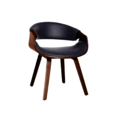 Fauteuil noir et bois foncé noyer aramis