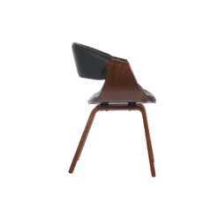 Fauteuil noir et bois foncé noyer aramis