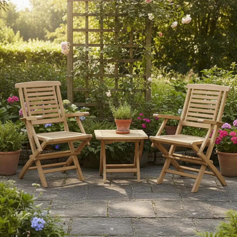Fauteuils de jardin pliants en teck