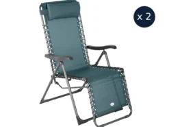 2 fauteuils de jardin relax silos bleu canard - hespéride