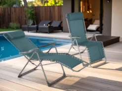 2 fauteuils de jardin relax silos bleu canard - hespéride