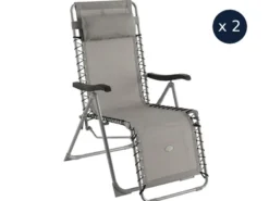 2 fauteuils de jardin relax silos gris - hespéride