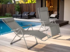 2 fauteuils de jardin relax silos gris - hespéride