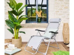2 fauteuils de jardin relax silos gris - hespéride
