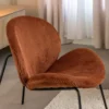 Fauteuil velours terracotta