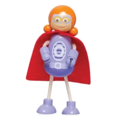 5 figurines de super-héros en bois